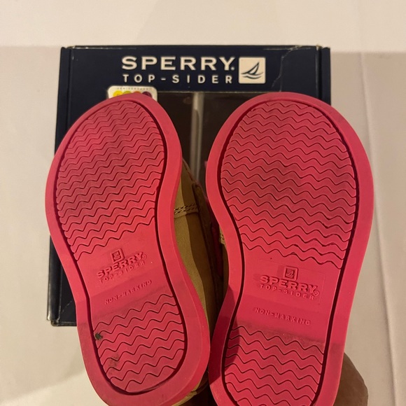 Sperry Top-Sider® Kids 'Authentic Original' Crib Shoe Linen/Pink (Baby) Size 4M - Picture 3 of 7